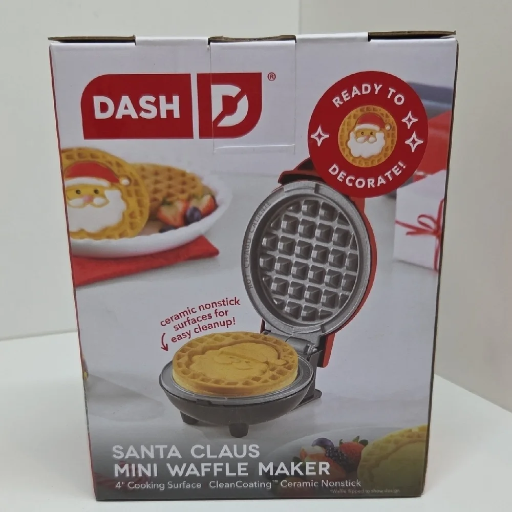 Dash Red Santa Claus Mini Waffle Maker